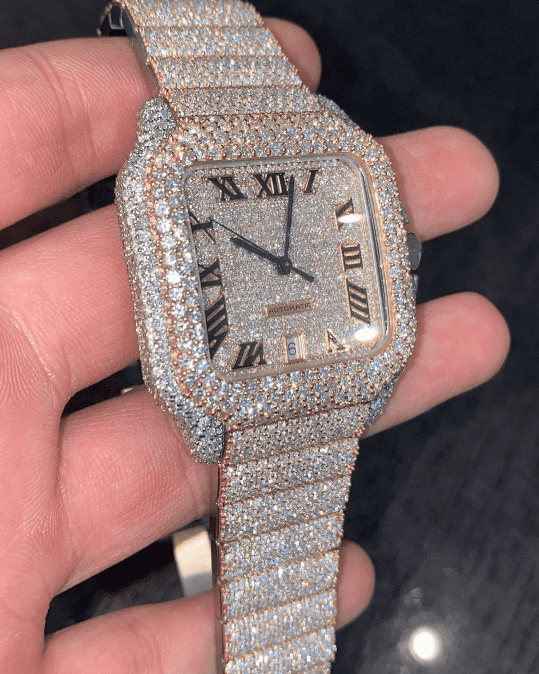 Stainless Steel Bust Down Moissanite Watch for Wedding 5 Stainless Steel Bust Down Moissanite Watch for Wedding - Image 5