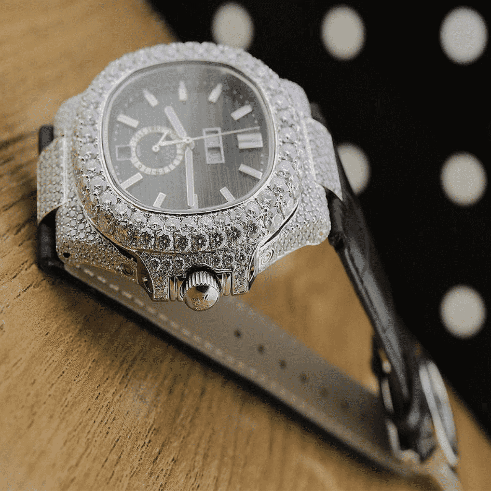 Elegant Moissanite Watches Fully Iced with Round Case for Men & Women 3 Elegant Moissanite Watches Fully Iced with Round Case for Men & Women - Image 3