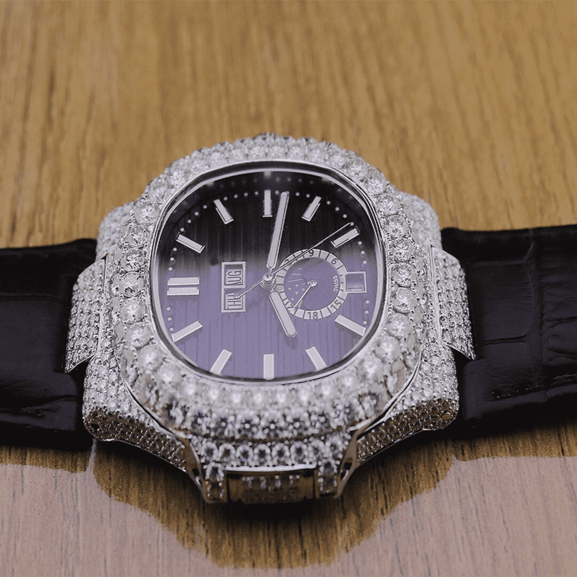 Elegant Moissanite Watches Fully Iced with Round Case for Men & Women 2 Elegant Moissanite Watches Fully Iced with Round Case for Men & Women - Image 2