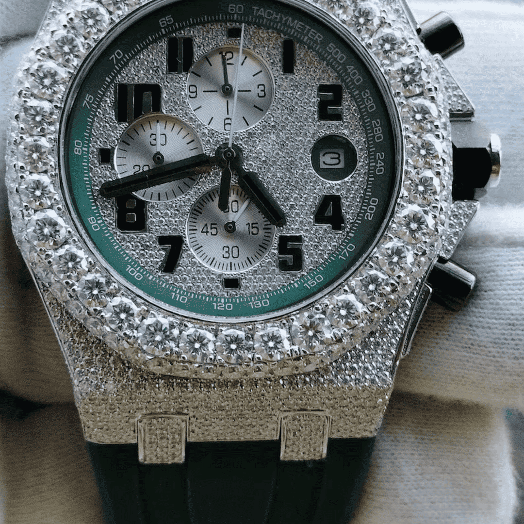 Iced Out Moissanite Watch with Silicone Band 3 Iced Out Moissanite Watch with Silicone Band - Image 3
