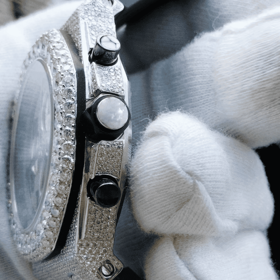 Iced Out Moissanite Watch with Silicone Band 8 Iced Out Moissanite Watch with Silicone Band - Image 8
