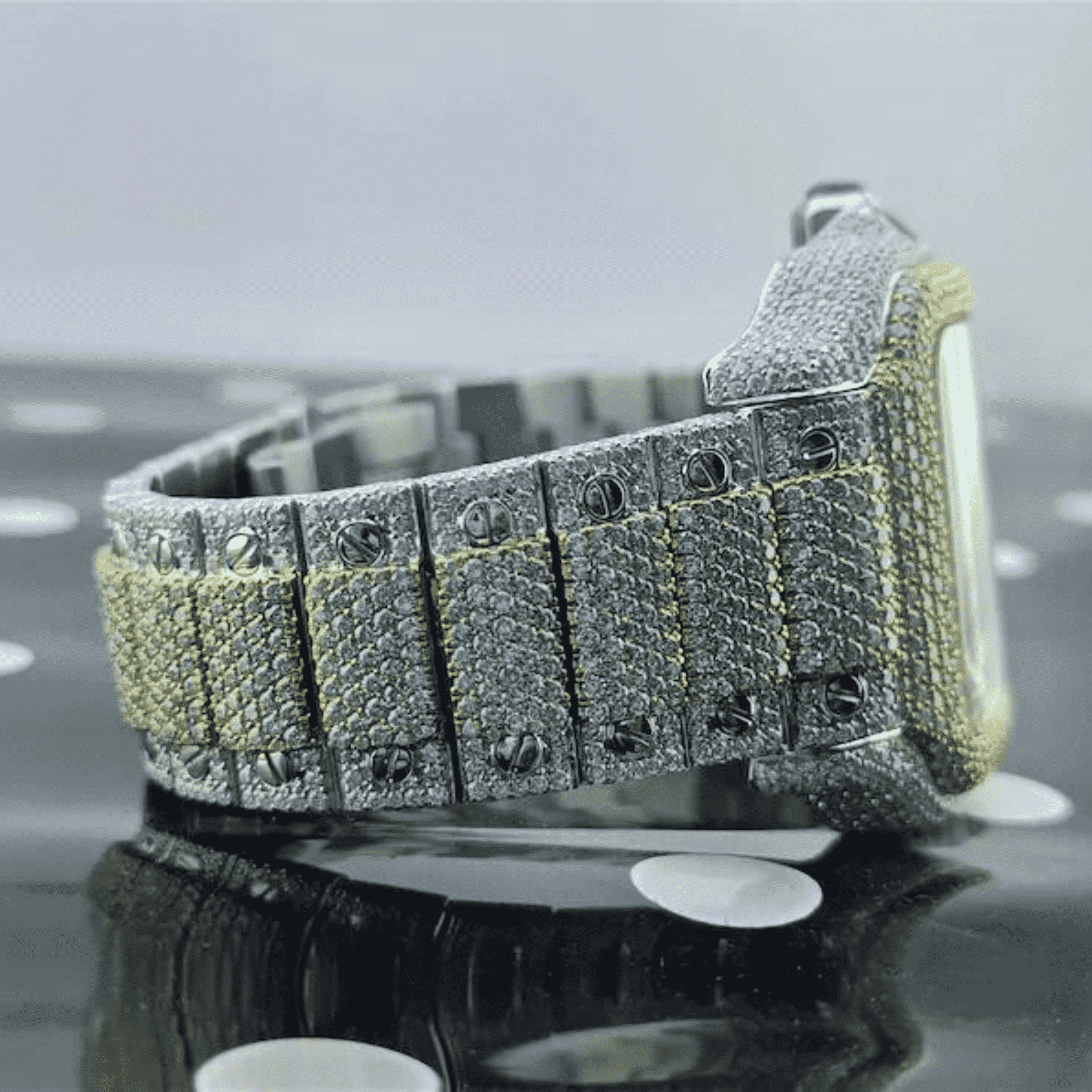 14K White Gold Plated Iced Out Men's Diamond Watch 4 Cartier Watch Moissanite