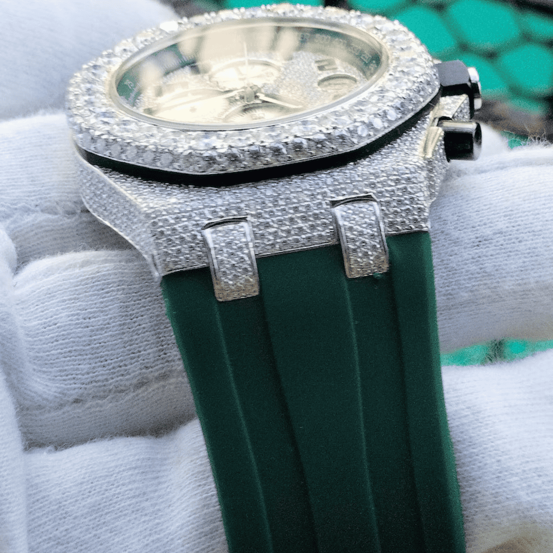 Iced Out Moissanite Watch with Silicone Band 7 Iced Out Moissanite Watch with Silicone Band - Image 7