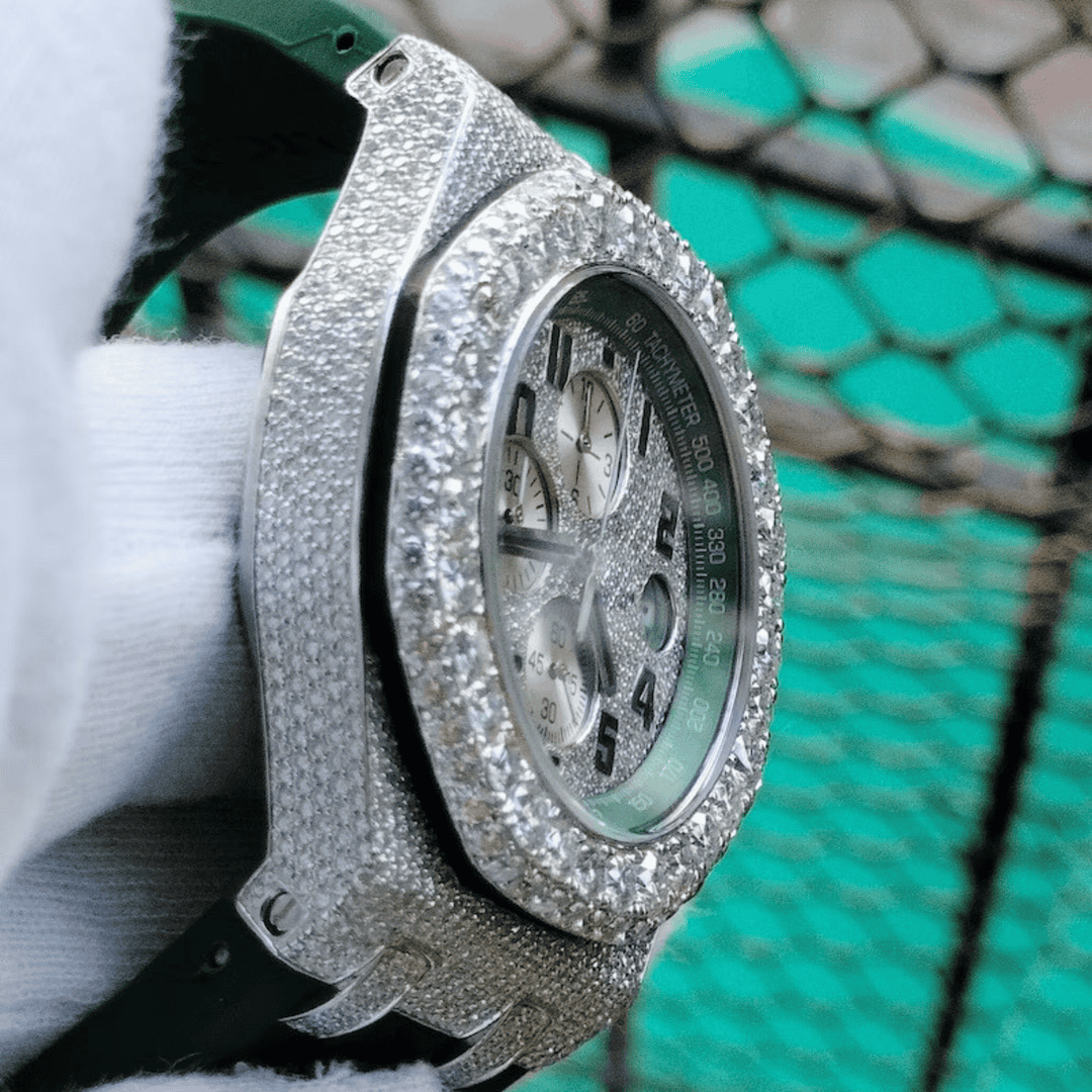 Iced Out Moissanite Watch with Silicone Band 2 Iced Out Moissanite Watch with Silicone Band - Image 2