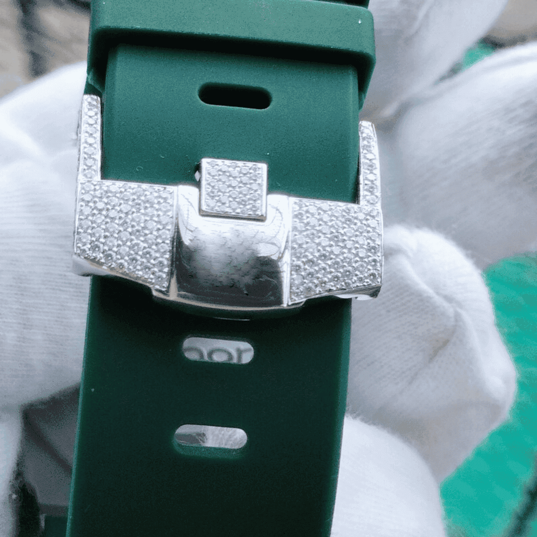 Iced Out Moissanite Watch with Silicone Band 6 Iced Out Moissanite Watch with Silicone Band - Image 6