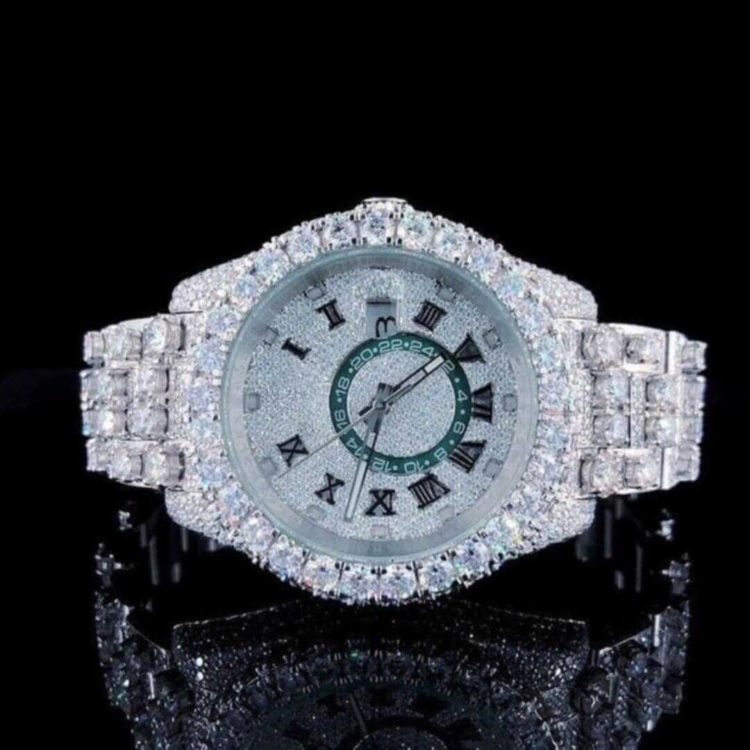 Stainless Steel Diamond-Cut Moissanite Watch 1 Stainless Steel Diamond-Cut Moissanite Watch