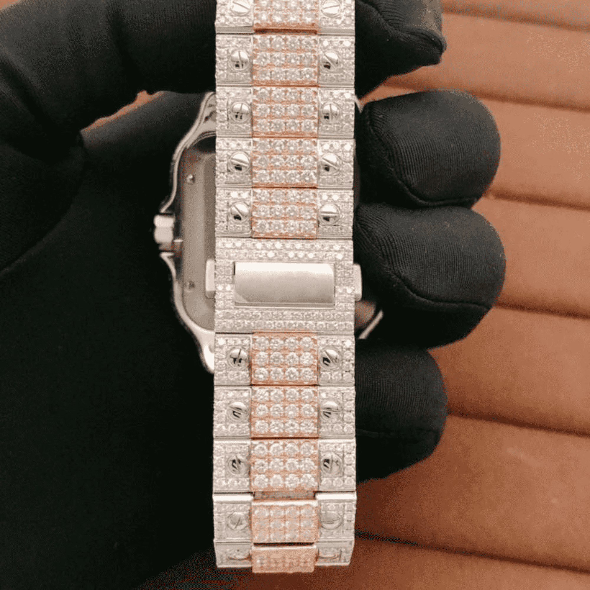 44mm Iced Out Men’s Watch | 14K White Gold Plated 4 Moissanite Diamond Watch Sale