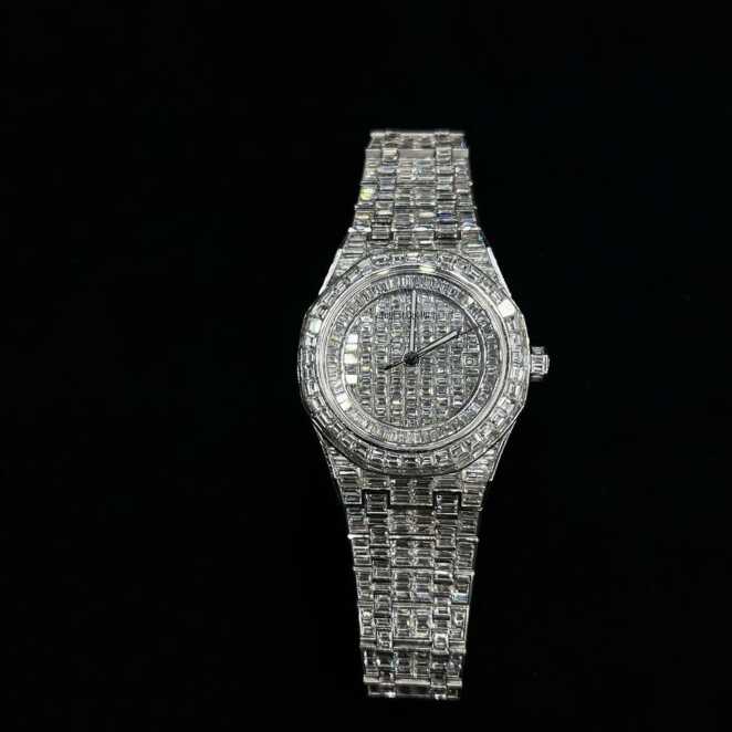 Heavy Frost Bust Down Iced Out Watches, Moissanite Watches 1 Iced Out Cartier Watches