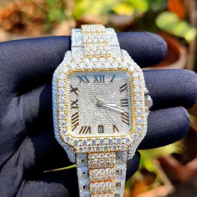 Iced Out Stainless Steel Moissanite Watch