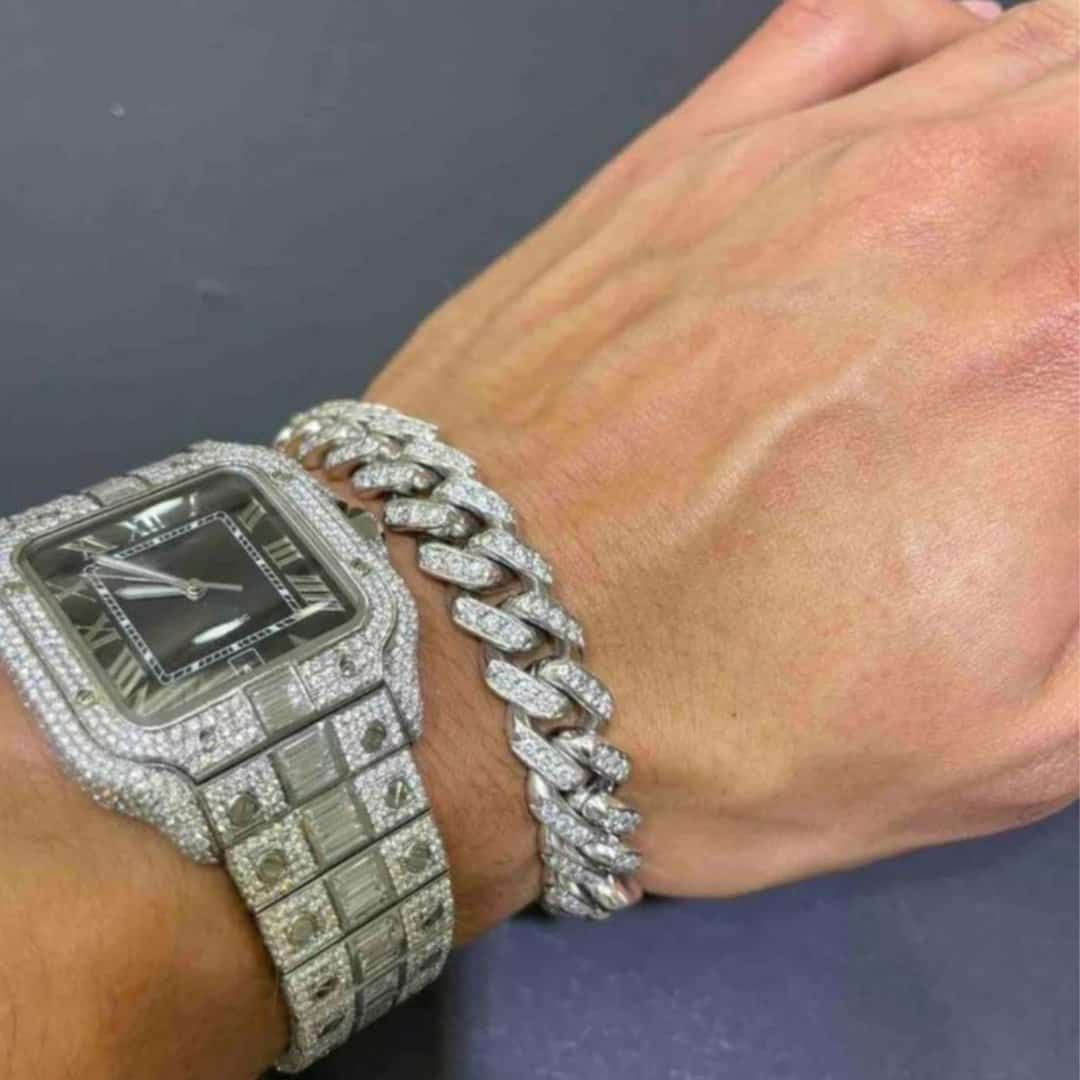 Fashion Iced Out Moissanite Watch in Stainless Steel 3 Fashion Iced Out Moissanite Watch in Stainless Steel - Image 3