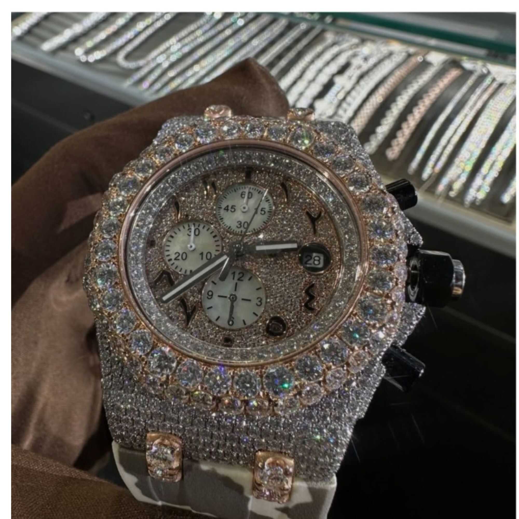 Moissanite Watches Fully Iced with Minimalist Round Dial for Men & Women 3 Moissanite Watches Fully Iced with Minimalist Round Dial for Men & Women - Image 3