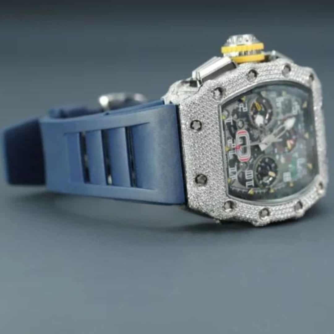 Moissanite Diamond Iced Out Silicone Band Watch 3 Moissanite Diamond Iced Out Silicone Band Watch - Image 3