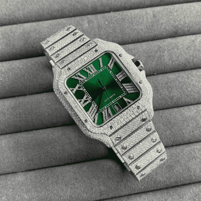 Stainless Steel Bust Down VVS Moissanite Watch for Women