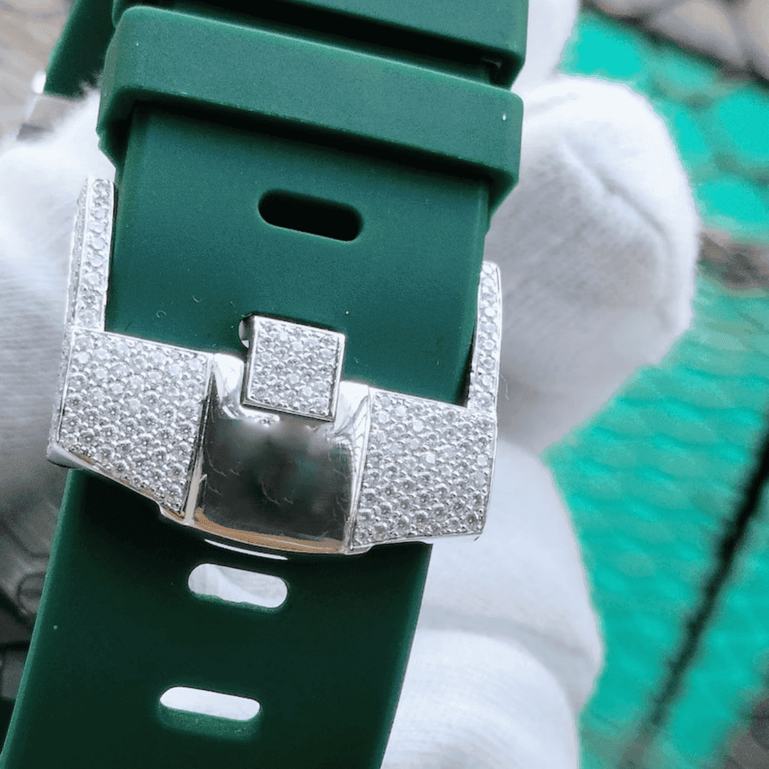 Iced Out Moissanite Watch with Silicone Band 4 Iced Out Moissanite Watch with Silicone Band - Image 4