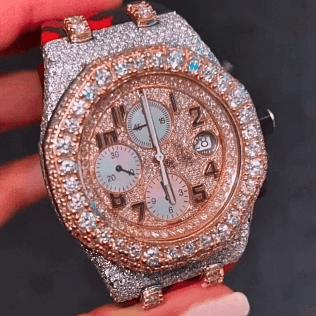 Iced-Out Bust Down VVS Moissanite Fashionable Watch 1 Iced-Out Bust Down VVS Moissanite Fashionable Watch