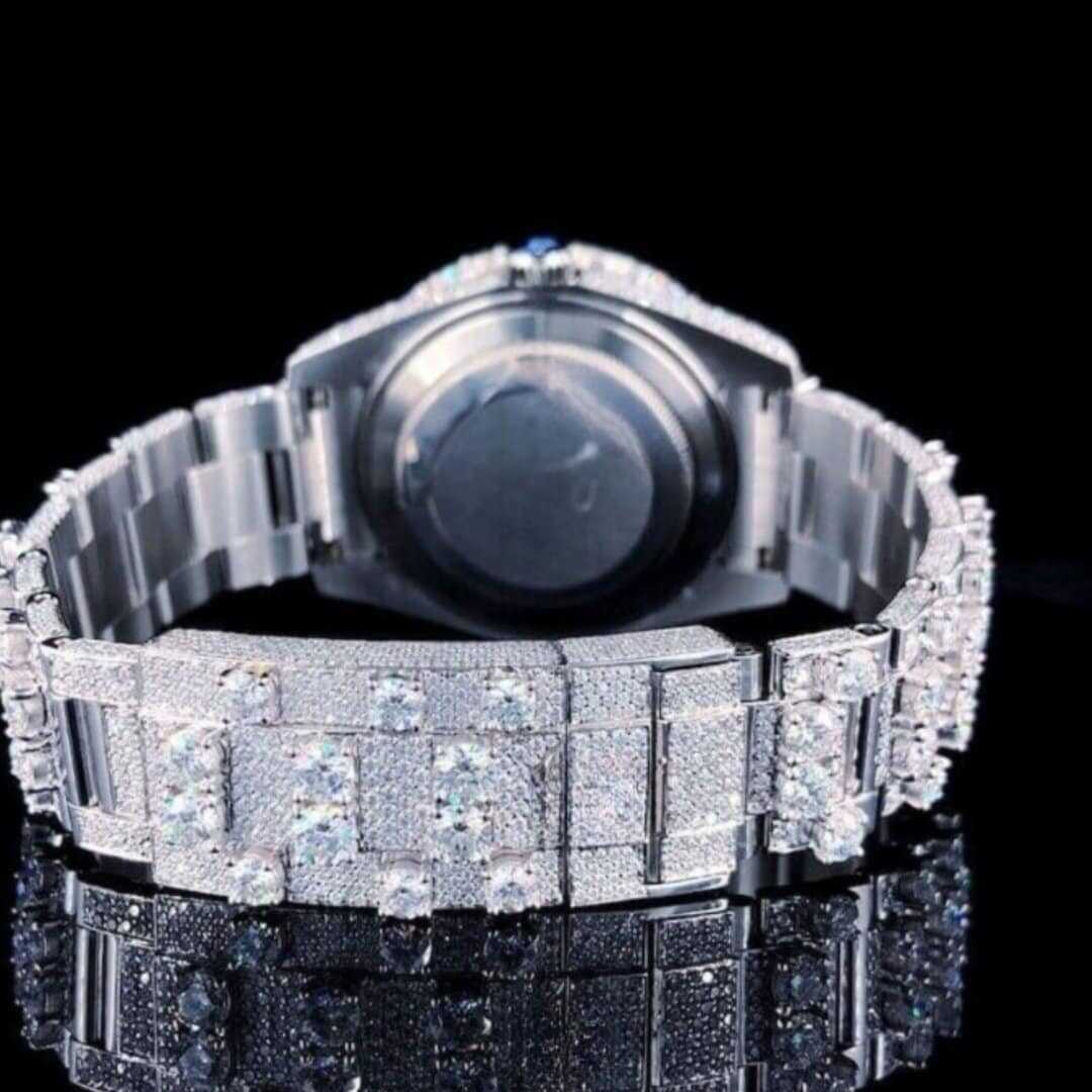 Stainless Steel Diamond-Cut Moissanite Watch 5 Stainless Steel Diamond-Cut Moissanite Watch - Image 5
