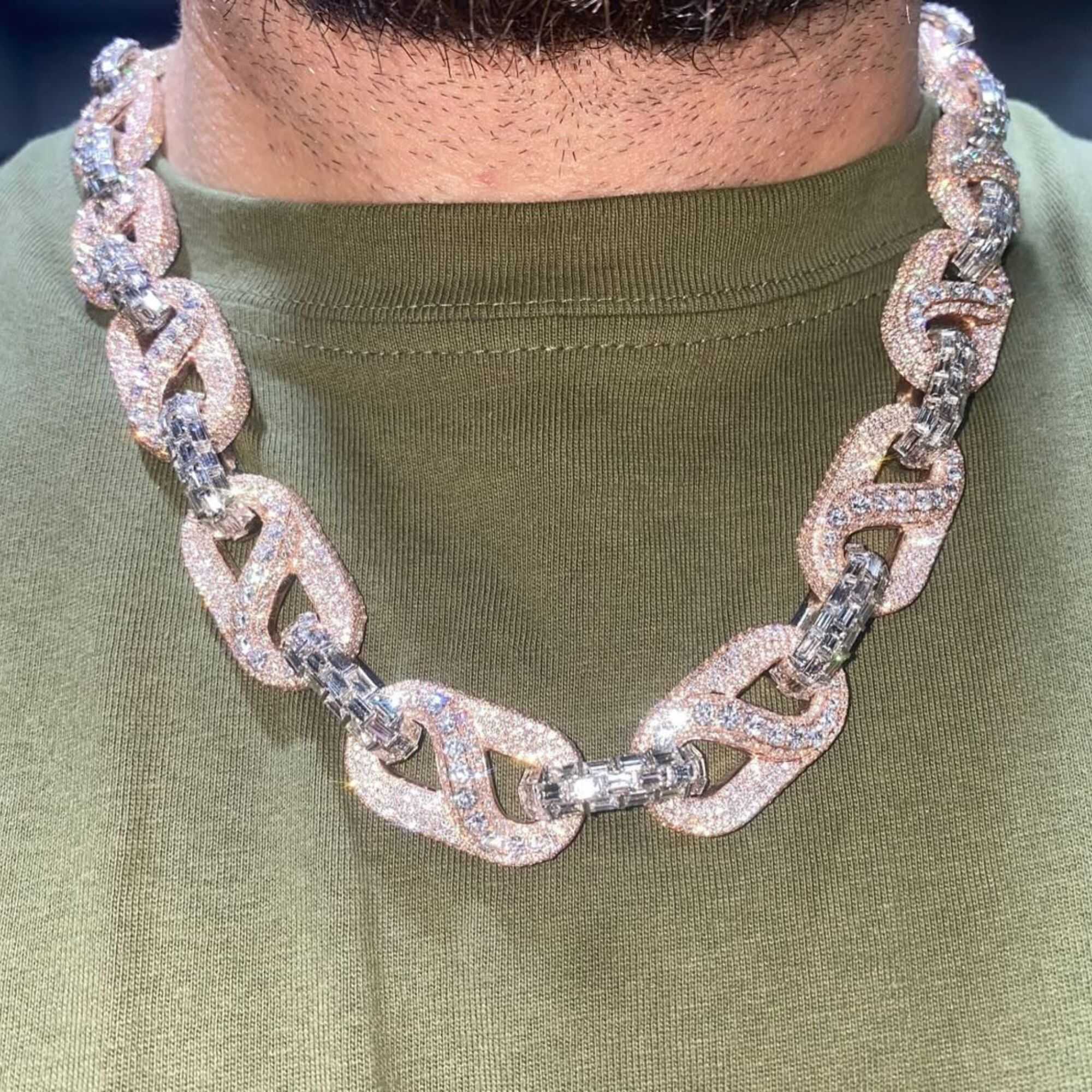 20mm Diamond Chain For Men, Diamond Cut Cuban Link Chain 5 20 mm Cuban Link Chain for men