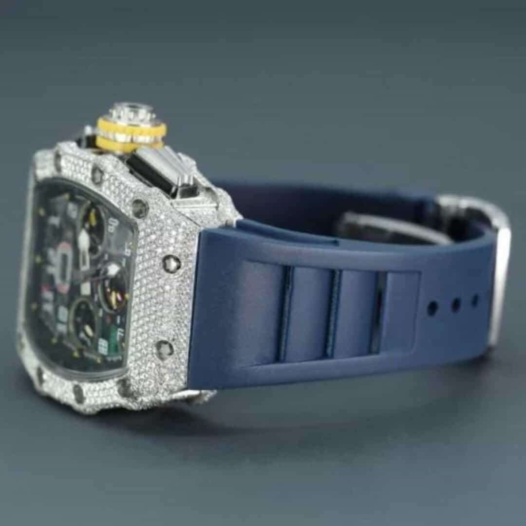 Moissanite Diamond Iced Out Silicone Band Watch 2 Moissanite Diamond Iced Out Silicone Band Watch - Image 2