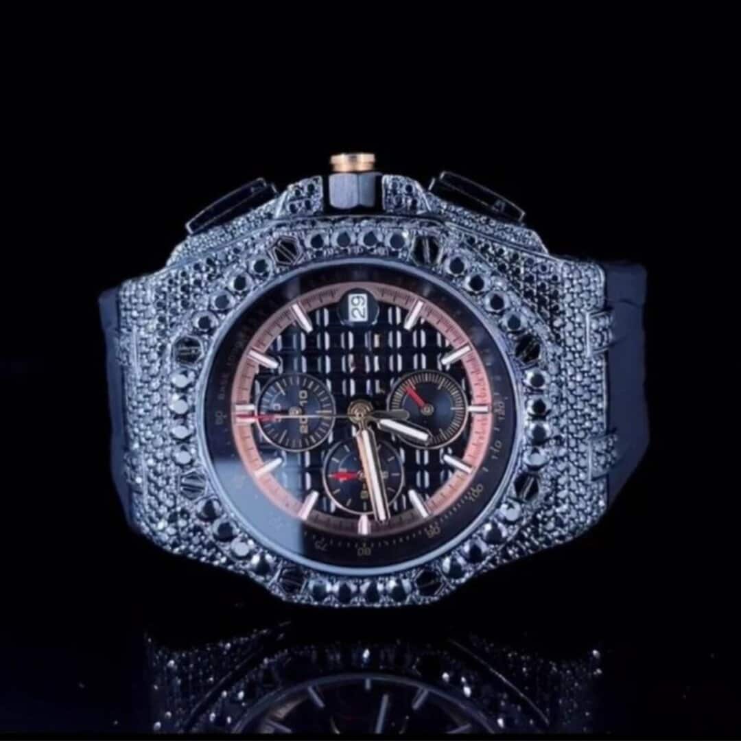 Premium Moissanite Iced Out Silicone Band Watch 1 Premium Moissanite Iced Out Silicone Band Watch