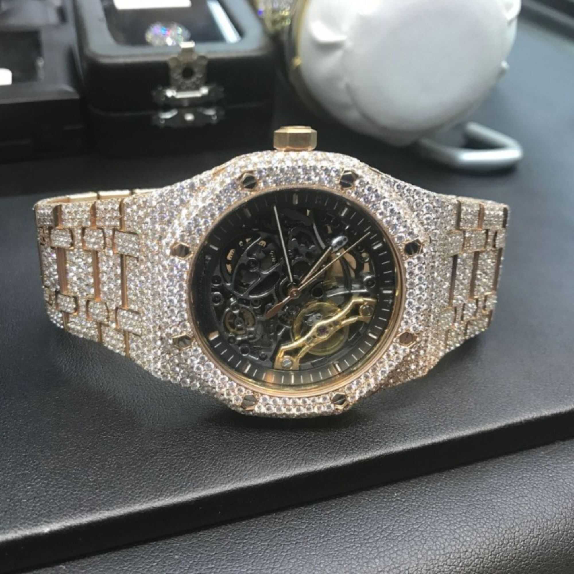 Premium Frosted Bust Down Iced Out Watches, Moissanite Watches 5 Premium Frosted Bust Down Iced Out Watches, Moissanite Watches - Image 5
