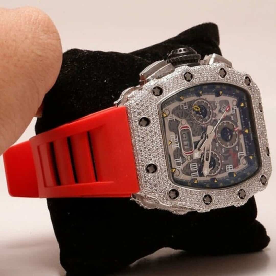 Silicone Strap Moissanite Bust Down Watch for Men 5 Silicone Strap Moissanite Bust Down Watch for Men - Image 5