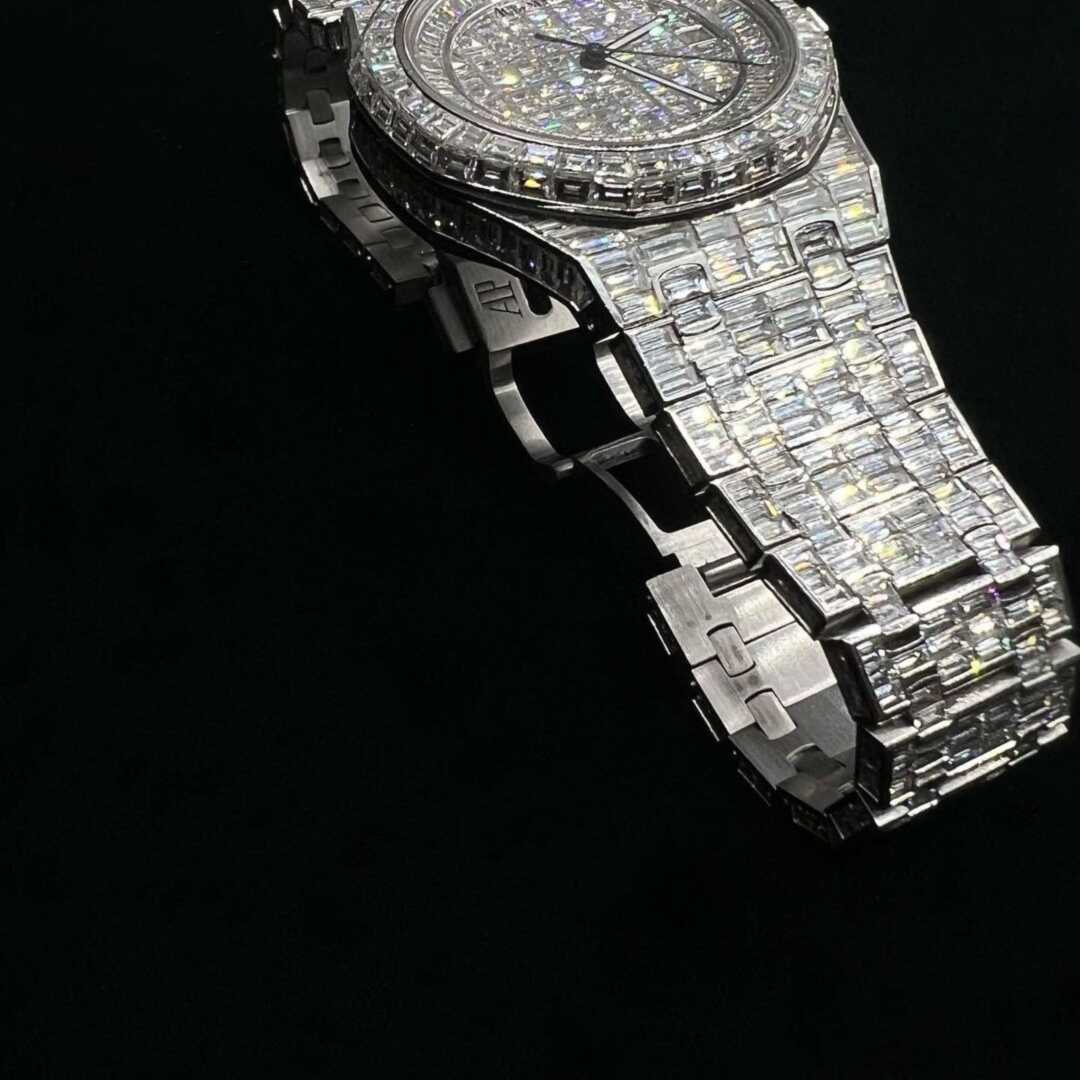 Heavy Frost Bust Down Iced Out Watches, Moissanite Watches 5 Iced Out Cartier Watches