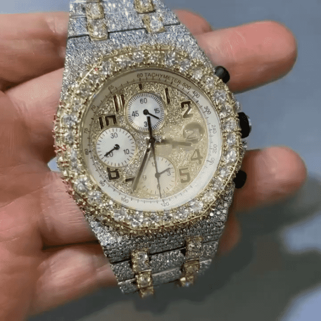 Moissanite Diamond Iced Out Bust Down Automatic Watch 1 Moissanite Diamond Iced Out Bust Down Automatic Watch