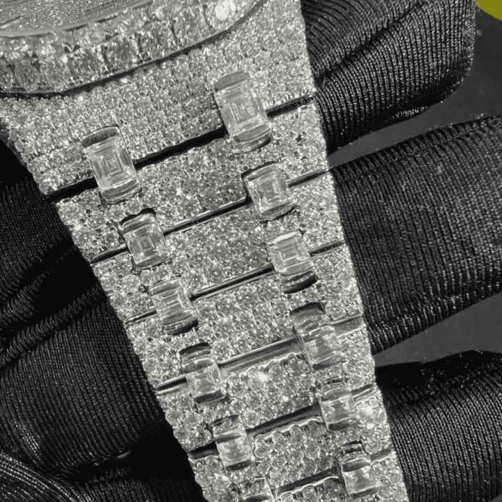 Men’s 44mm Iced Out Watch in 14K White Gold Plating 4 Men’s 44mm Iced Out Watch in 14K White Gold Plating - Image 4