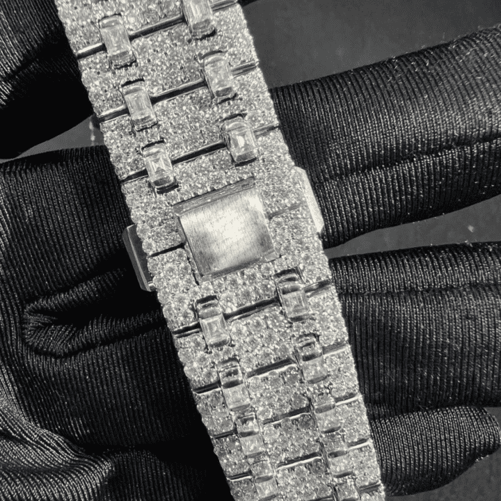 Men’s 44mm Iced Out Watch in 14K White Gold Plating 2 Men’s 44mm Iced Out Watch in 14K White Gold Plating - Image 2