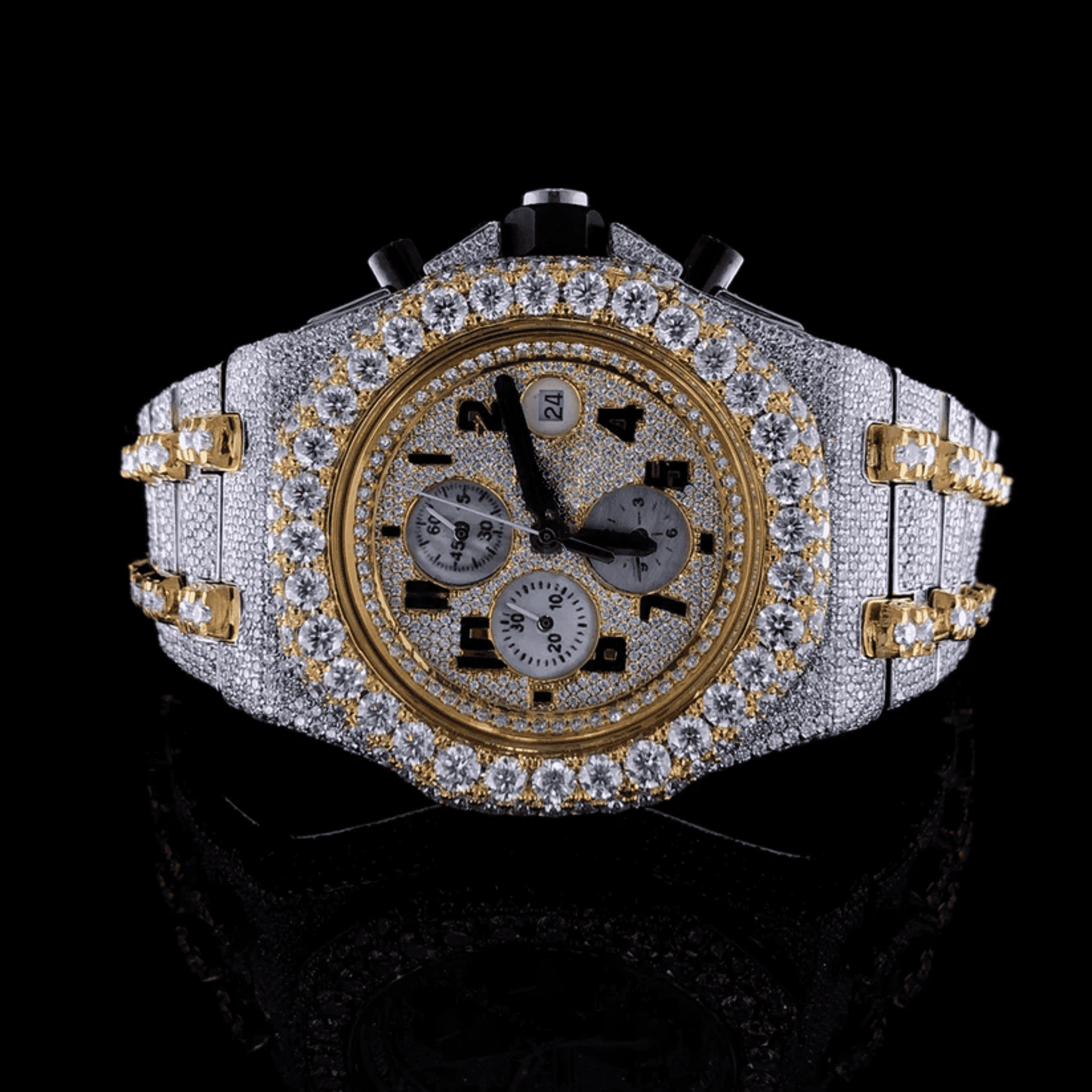 Moissanite Diamond Skeleton Watch with Complete Iced Out Shine 1 Moissanite Diamond Skeleton Watch with Complete Iced Out Shine