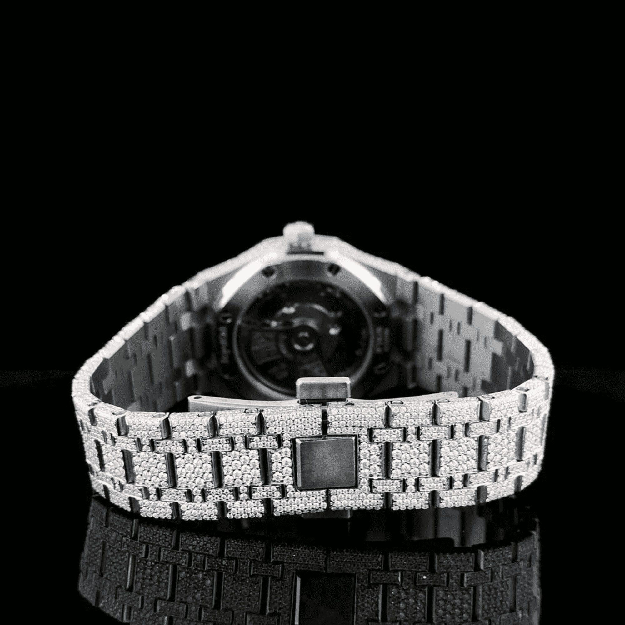 44MM Iced Out Watch Men's 14K White Gold Plated 4 44MM Iced Out Watch Men's 14K White Gold Plated - Image 4