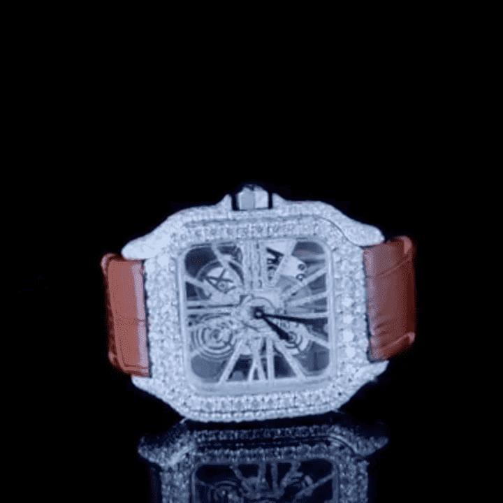 Hip Hop Bust Down Automatic Moissanite Watch 1 Hip Hop Bust Down Automatic Moissanite Watch