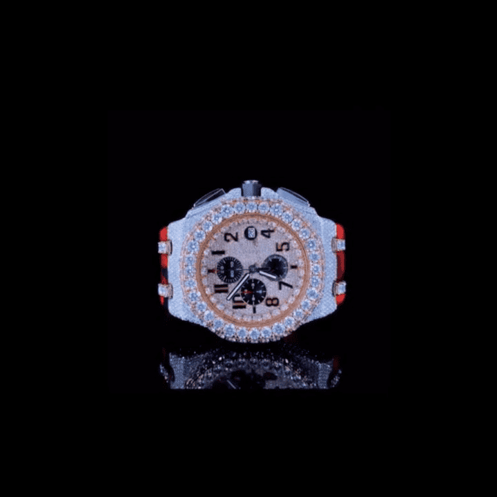Moissanite Iced Out Silicone Band Watch, VVS Moissanite Watch 1 Moissanite Iced Out Silicone Band Watch, VVS Moissanite Watch
