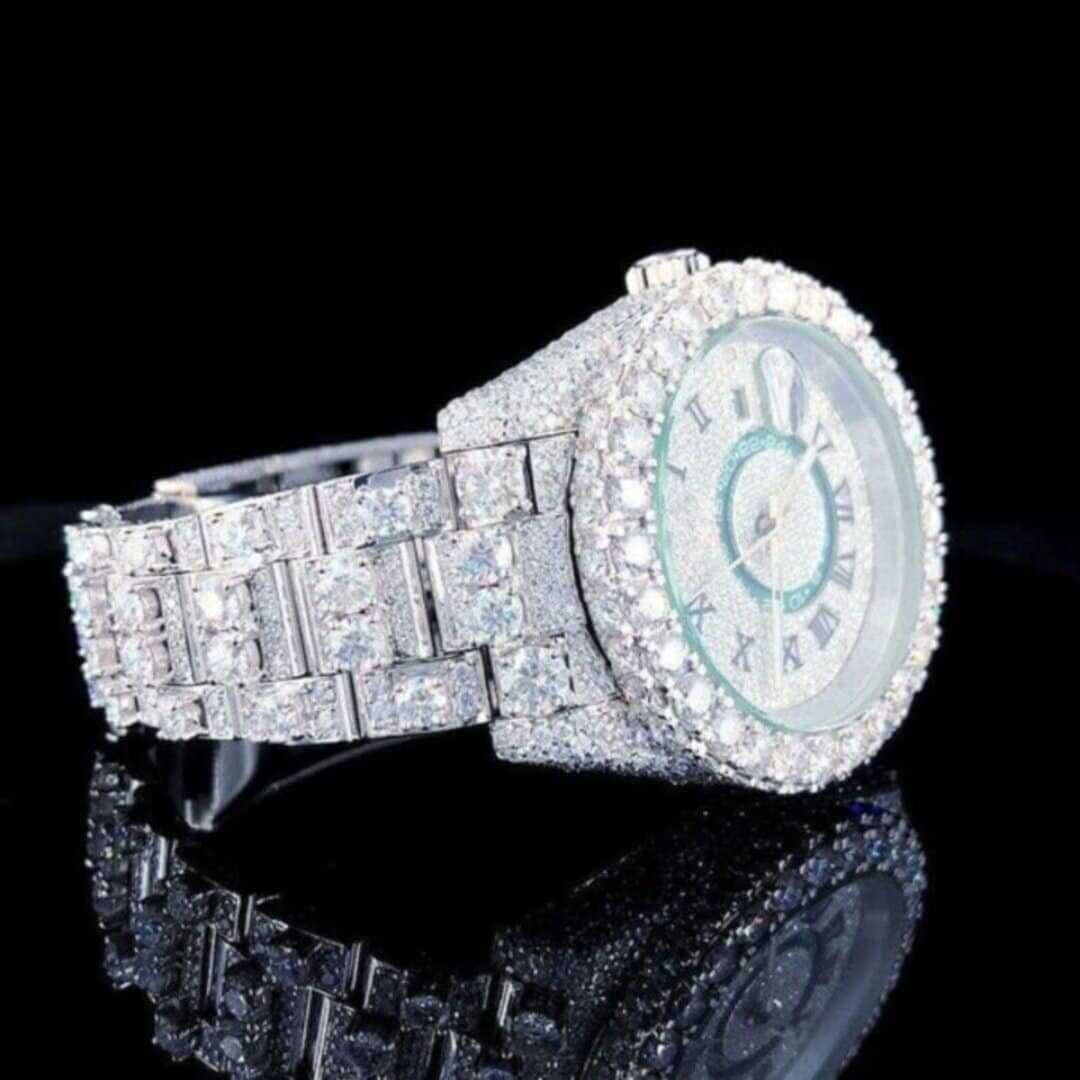 Stainless Steel Diamond-Cut Moissanite Watch 6 Stainless Steel Diamond-Cut Moissanite Watch - Image 6