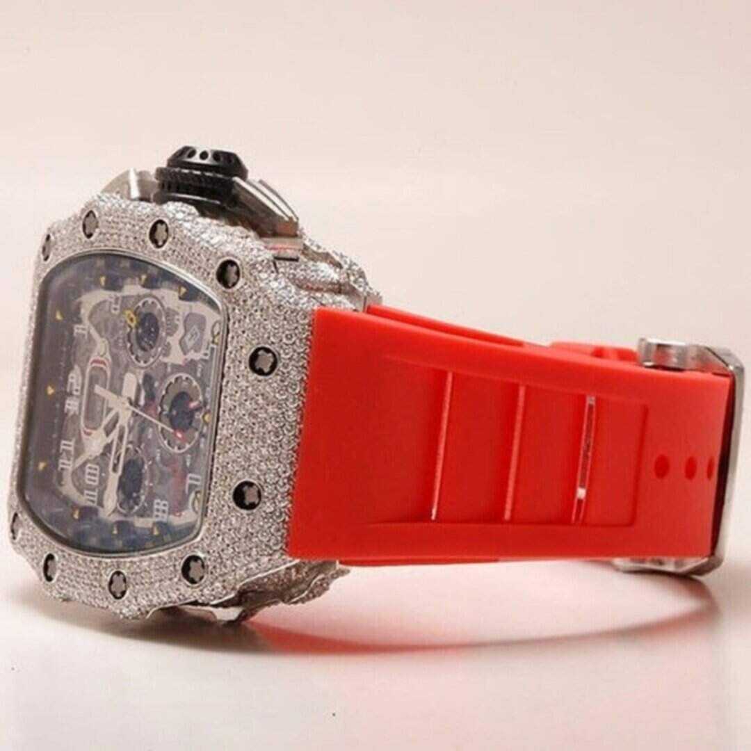 Silicone Strap Moissanite Bust Down Watch for Men 2 Silicone Strap Moissanite Bust Down Watch for Men - Image 2