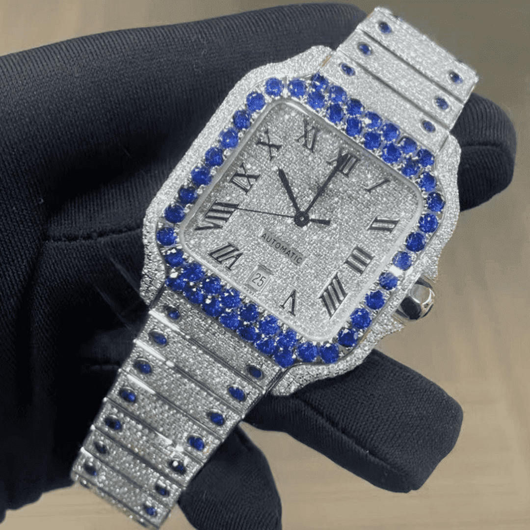 Diamond Moissanite Watch Full Iced Out Luxury Timepiece 3 Diamond Moissanite Watch Full Iced Out Luxury Timepiece - Image 3