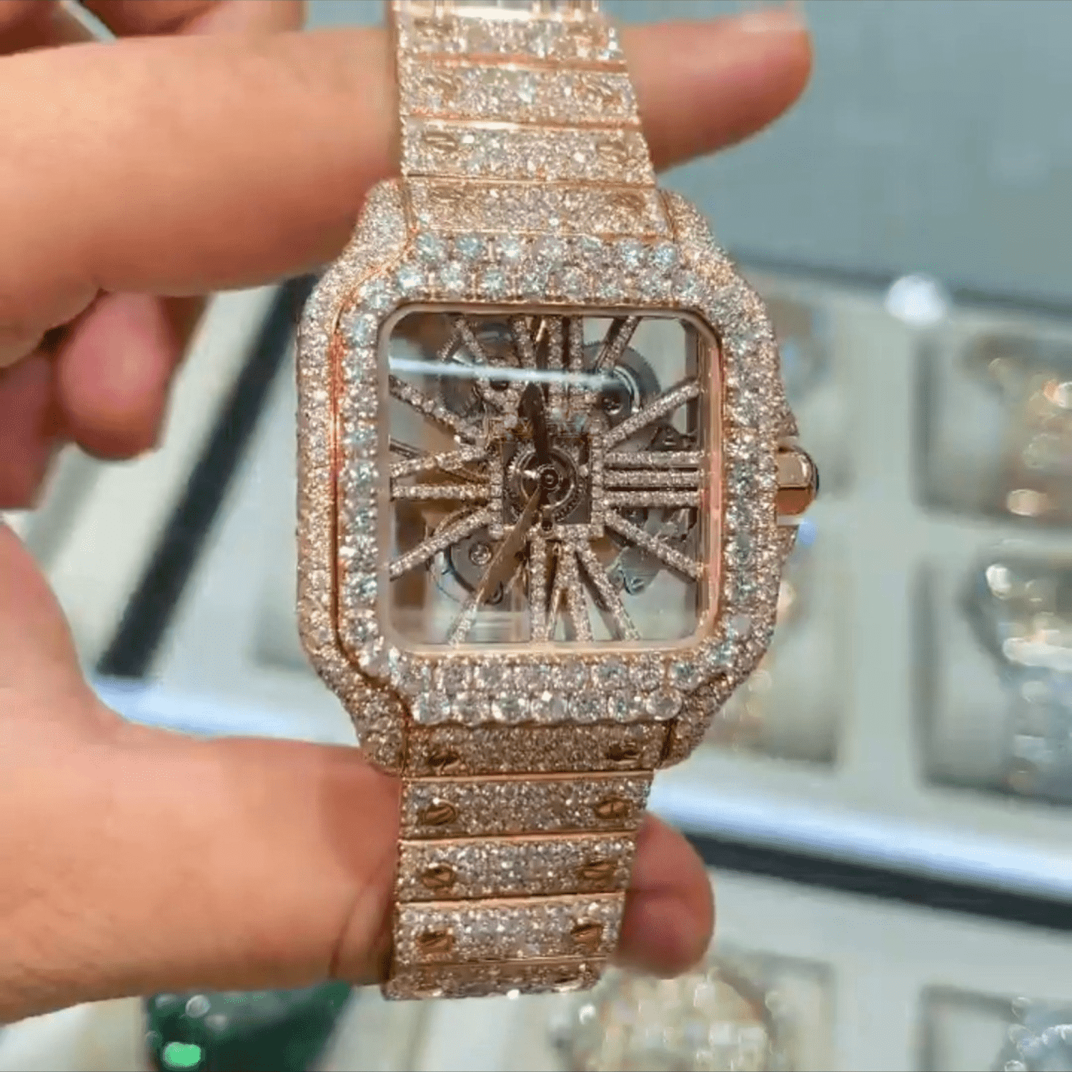 Luxury Moissanite Iced-Out Automatic Watch 5 Luxury Moissanite Iced-Out Automatic Watch - Image 5
