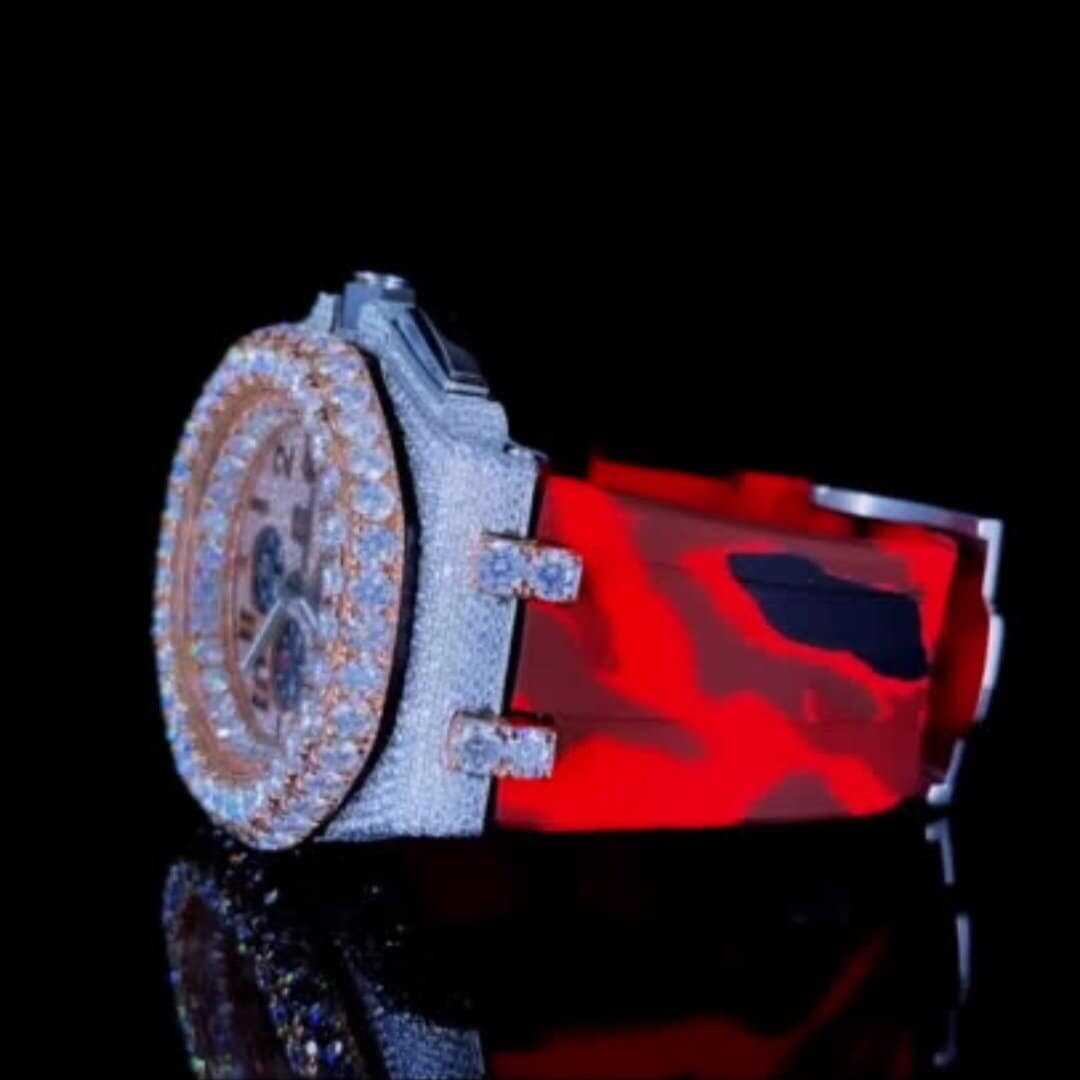 Moissanite Iced Out Silicone Band Watch, VVS Moissanite Watch 4 Moissanite Iced Out Silicone Band Watch, VVS Moissanite Watch - Image 4