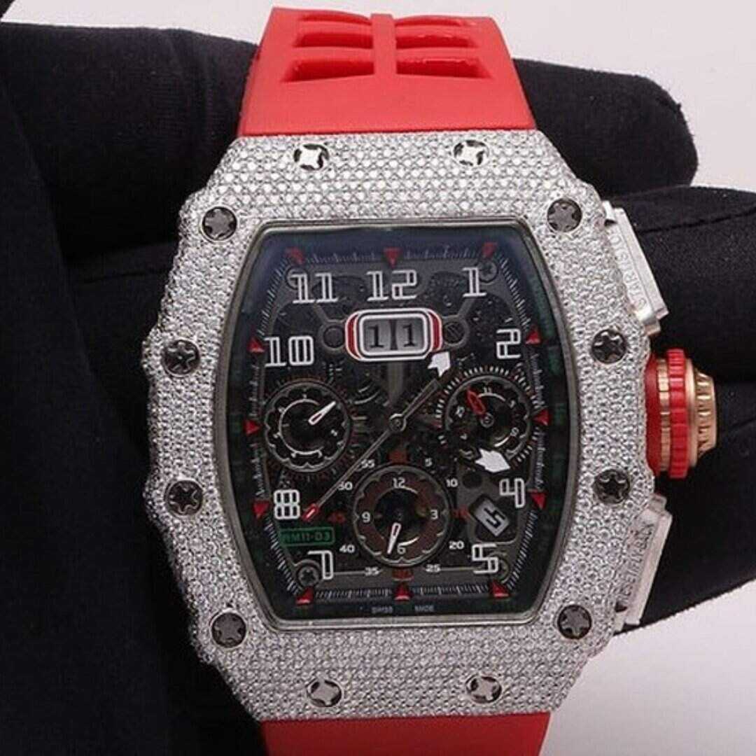 Silicone Strap Moissanite Bust Down Watch for Men 4 Silicone Strap Moissanite Bust Down Watch for Men - Image 4