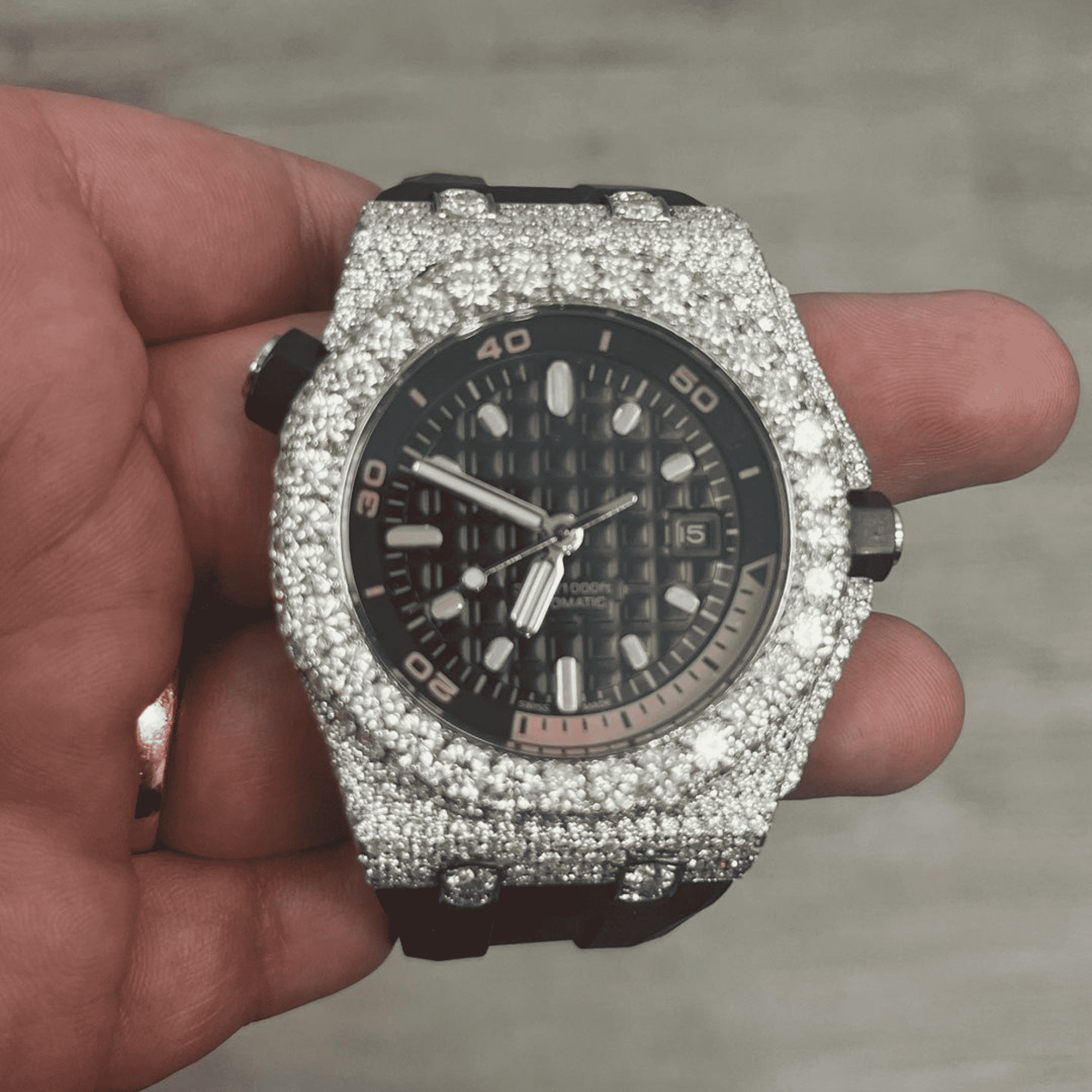 Moissanite Diamond Iced Out Watch for Men 1 Moissanite Diamond Iced Out Watch for Men