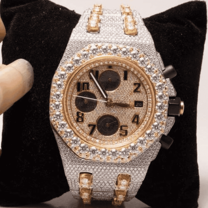 Fully Iced Bust Down Iced Out Watches, Moissanite Watches 1 Fully Iced Bust Down Iced Out Watches, Moissanite Watches
