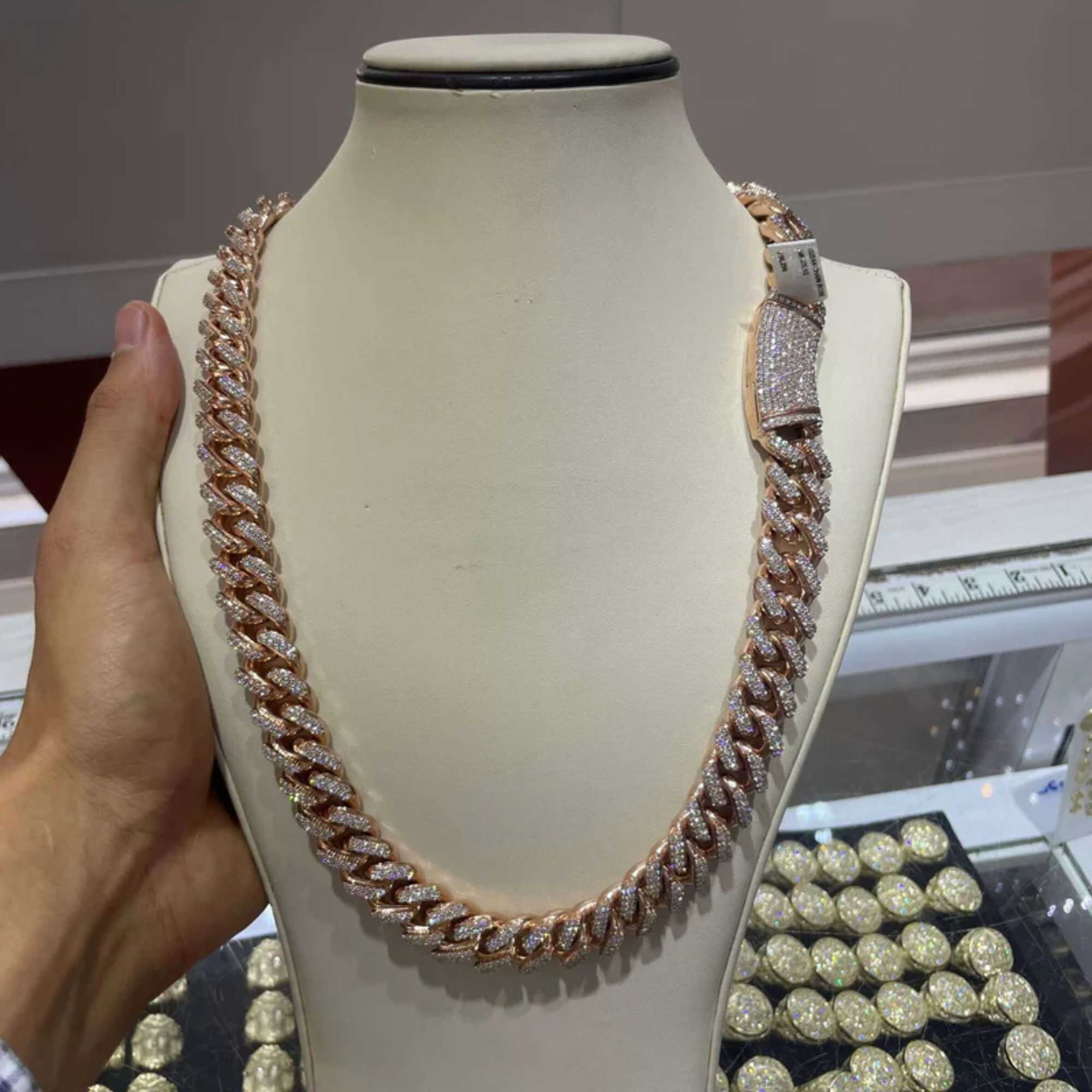 16mm Stylish Men's Moissanite Chains in Silver With Sparkle Finish 1 16mm Cuban Link Chain for men