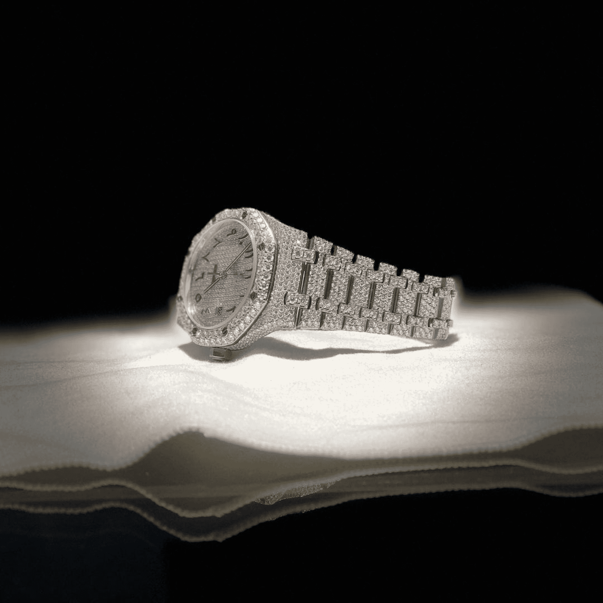 Men’s Bust Down Moissanite Watch Iced Out Style 1 Men’s Bust Down Moissanite Watch Iced Out Style