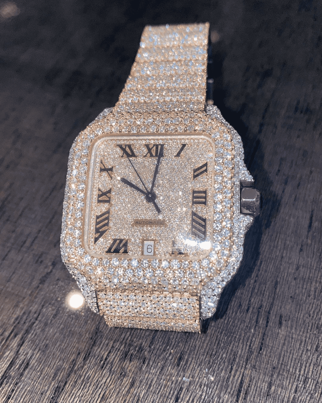 Stainless Steel Bust Down Moissanite Watch for Wedding 2 Stainless Steel Bust Down Moissanite Watch for Wedding - Image 2