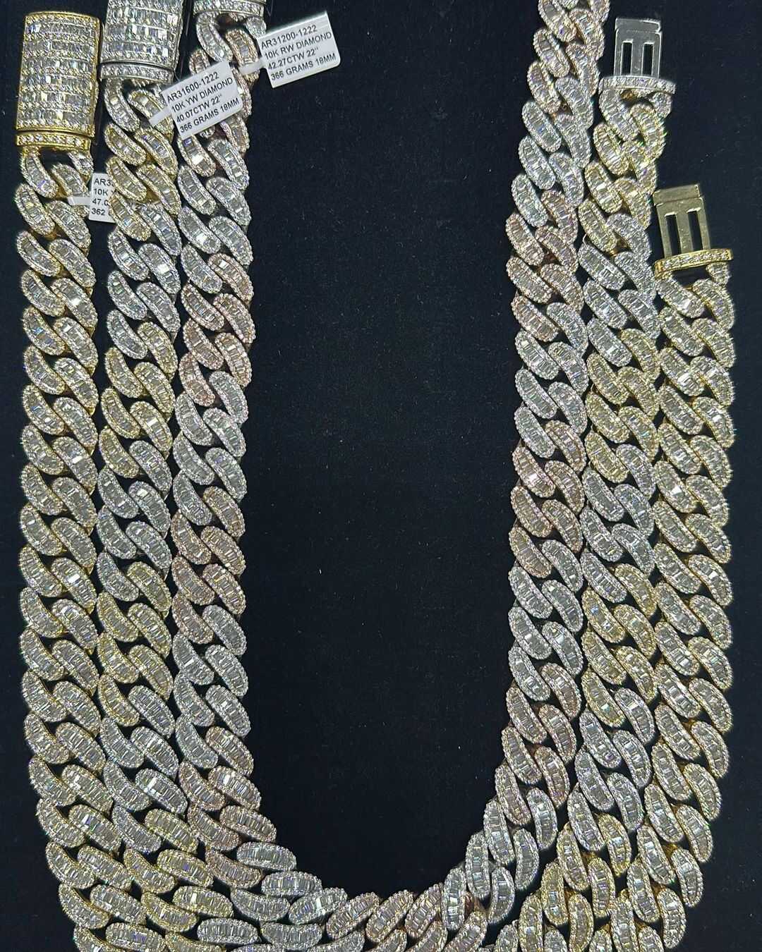 350 Grms 18mm 10k Gold Moissanite Mens Cuban Link Chain 1 18 mm Cuban Link Chain