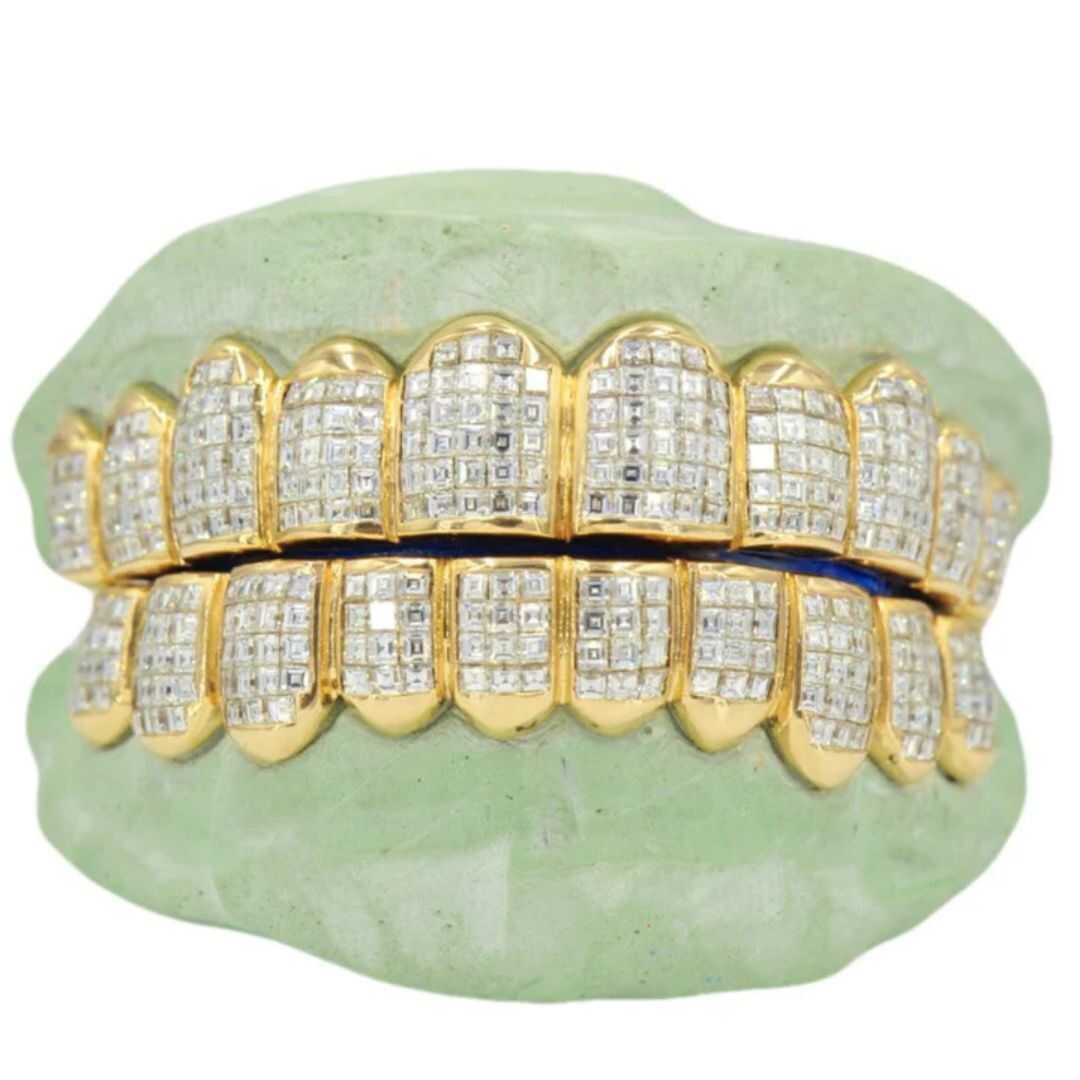 Moissanite Radiant Cut Teeth Grillz – High-End Shine & Realistic Spark 3 Diamond Grillz On Teeth