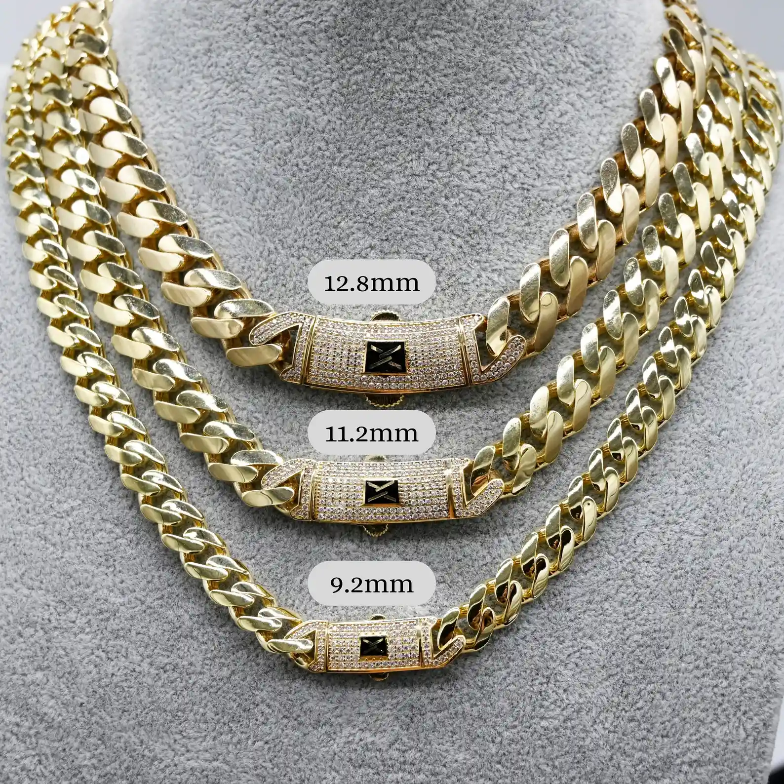 IcedJewelz Solid 10K Gold Miami Cuban Link – Custom Iced Box Lock (9mm - 13mm) 1 10K Gold Miami Cuban Link Chain 2