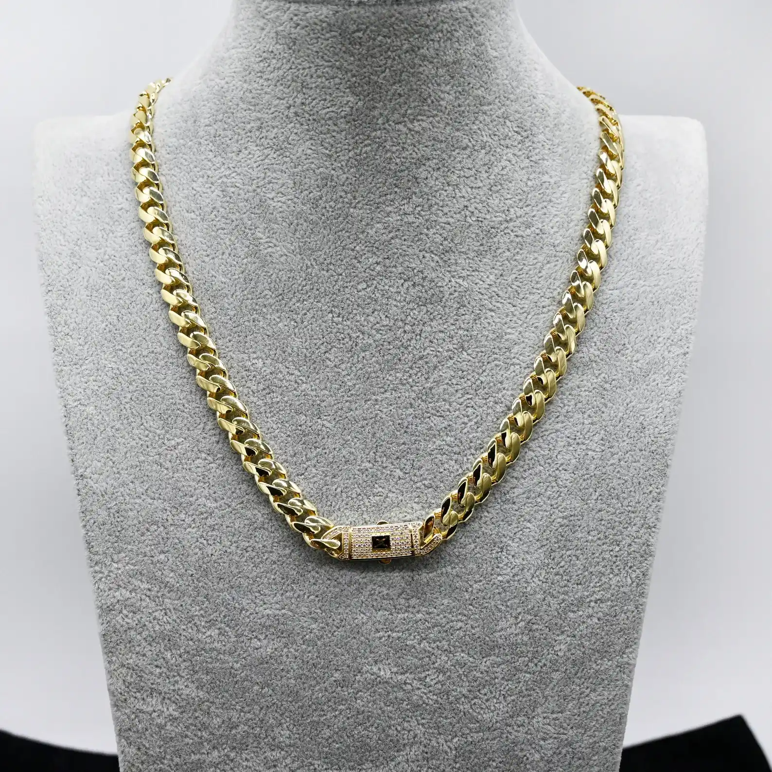 IcedJewelz Solid 10K Gold Miami Cuban Link – Custom Iced Box Lock (9mm - 13mm) 3 10K Gold Miami Cuban Link Chain 5