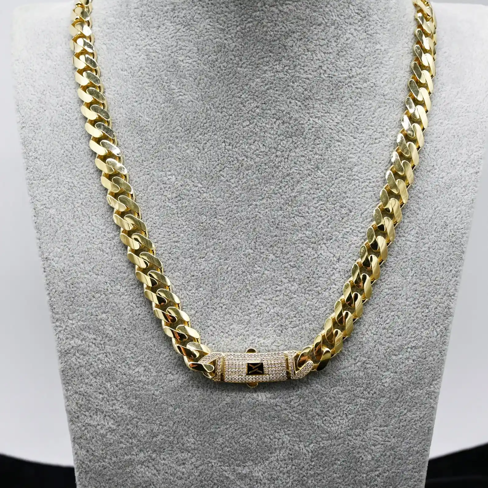IcedJewelz Solid 10K Gold Miami Cuban Link – Custom Iced Box Lock (9mm - 13mm) 2 10K Gold Miami Cuban Link Chain 5