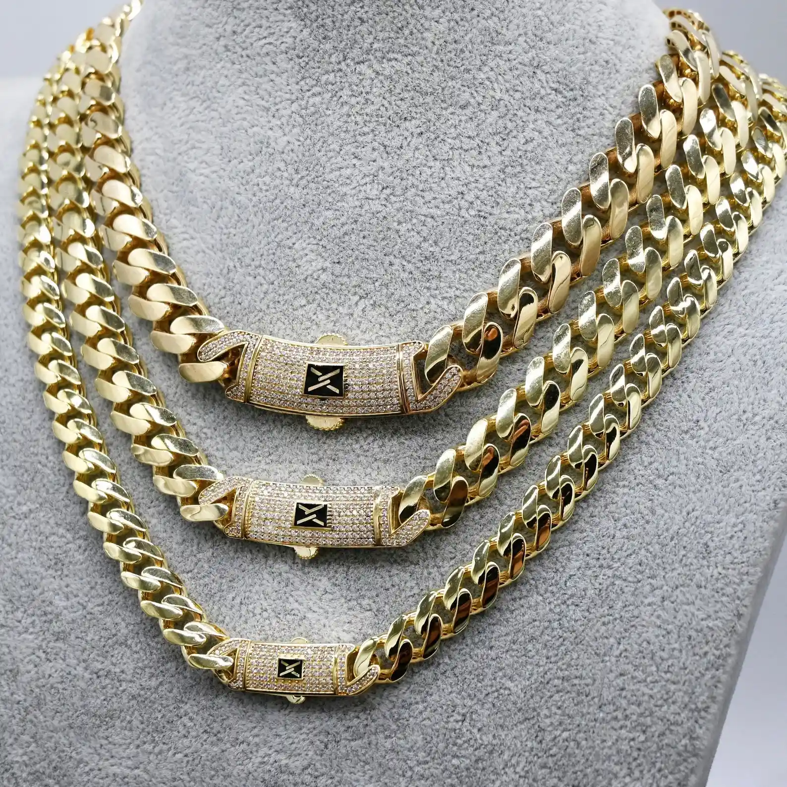 IcedJewelz Solid 10K Gold Miami Cuban Link – Custom Iced Box Lock (9mm - 13mm) 5 10K Gold Miami Cuban Link Chain